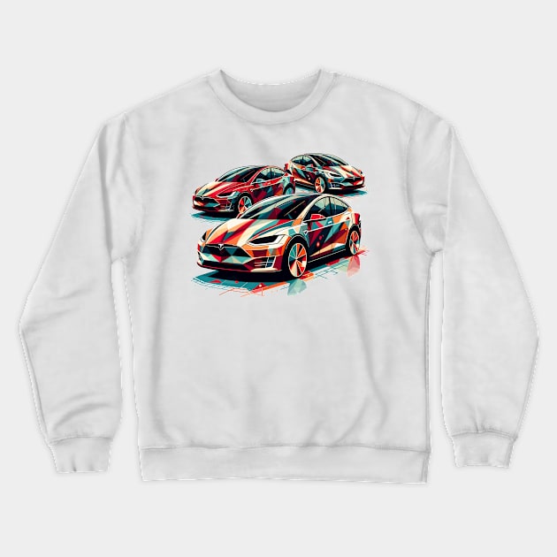 Tesla Model X Crewneck Sweatshirt by Vehicles-Art